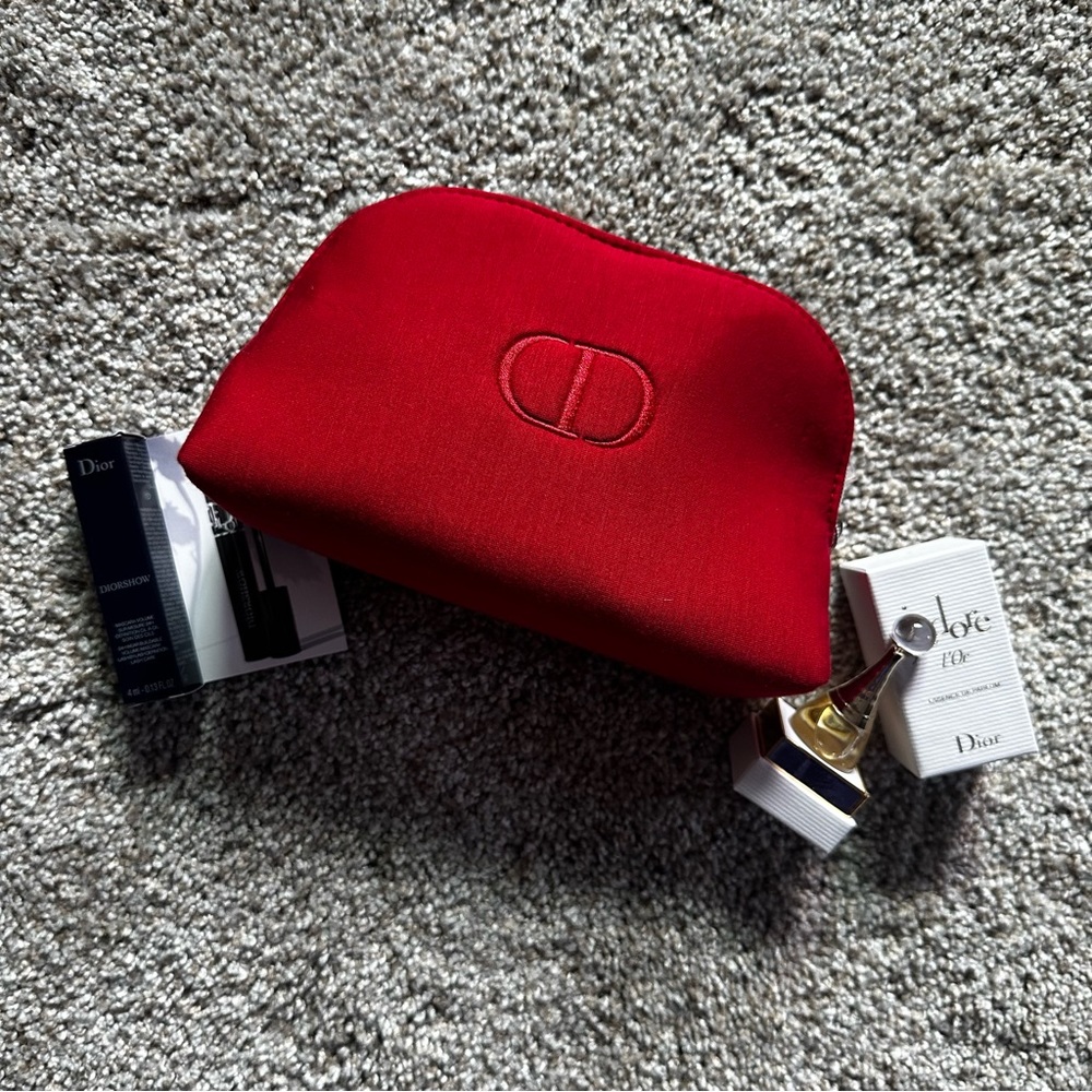 Dior red velvet makeup case
